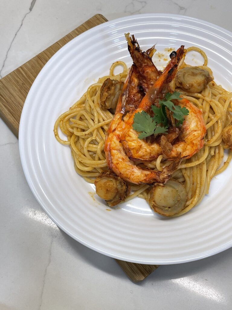 Laksa, Fusion Pasta, Spaghetti, nyonyalite, peranakan food, Nyonya food,